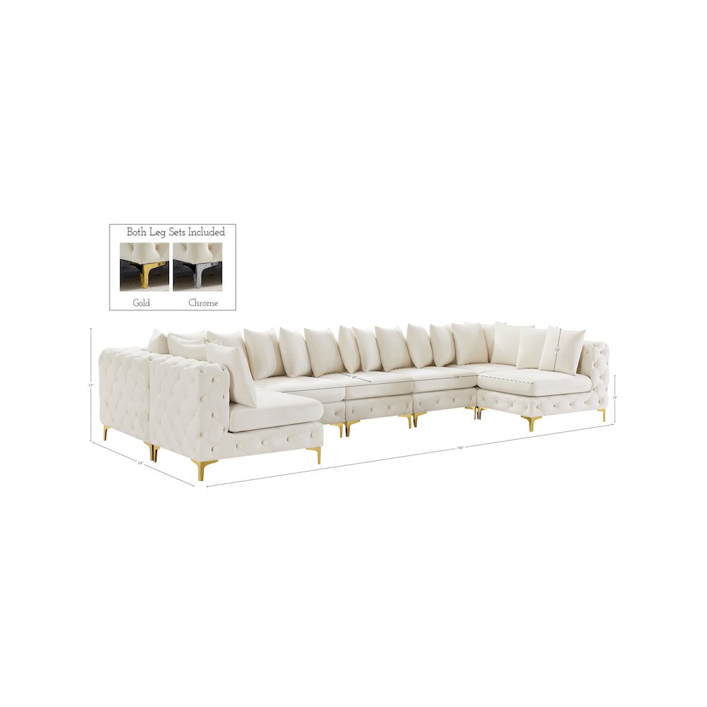 Tremblay Cream Velvet Modular Sectional