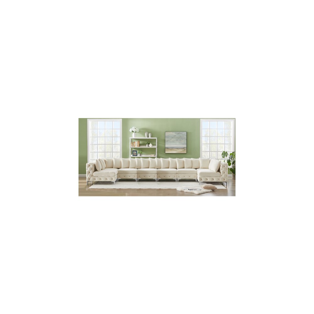 Tremblay Cream Velvet Modular Sectional