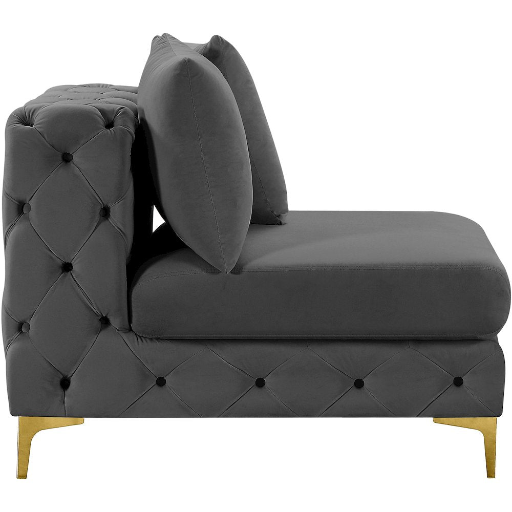 Tremblay Grey Velvet Armless Chair