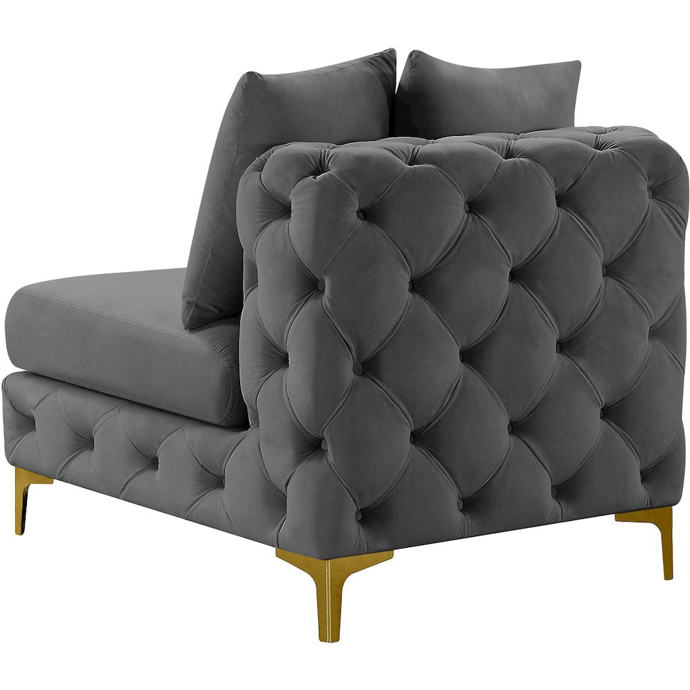 Tremblay Grey Velvet Armless Chair