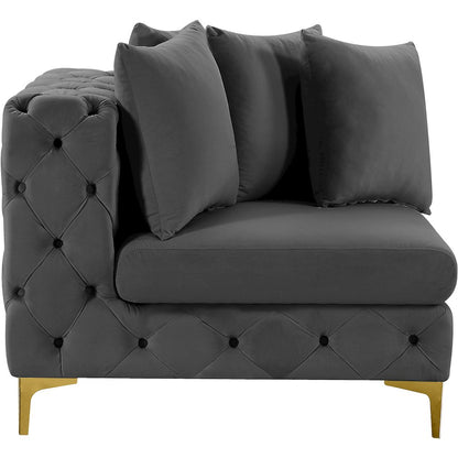 Tremblay Grey Velvet Corner Chair
