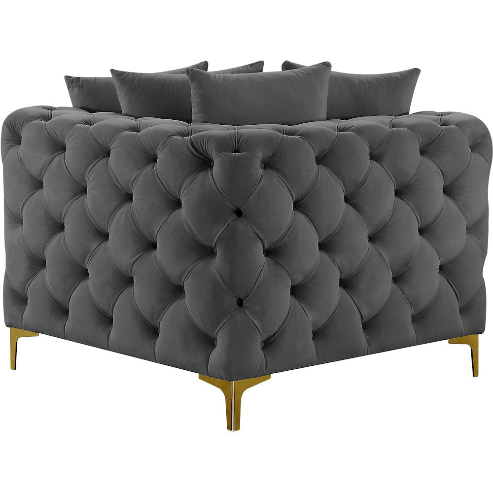 Tremblay Grey Velvet Corner Chair
