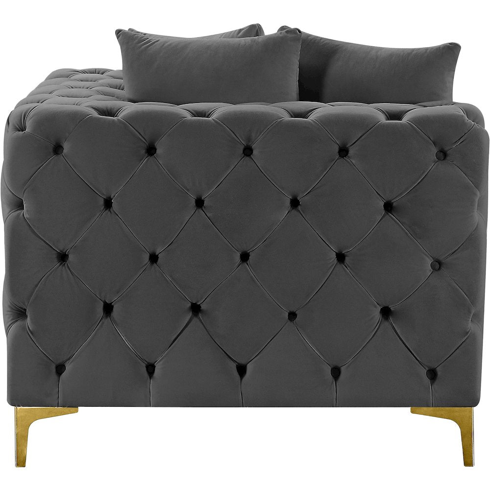 Tremblay Grey Velvet Corner Chair
