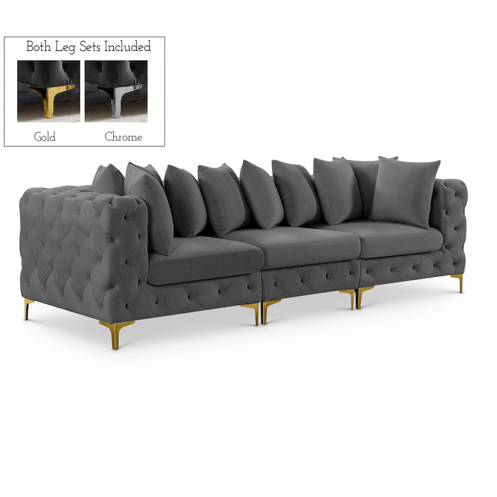 Tremblay Grey Velvet Modular Sofa