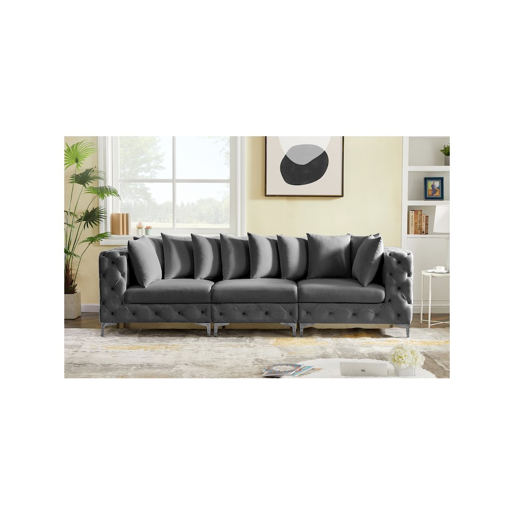 Tremblay Grey Velvet Modular Sofa
