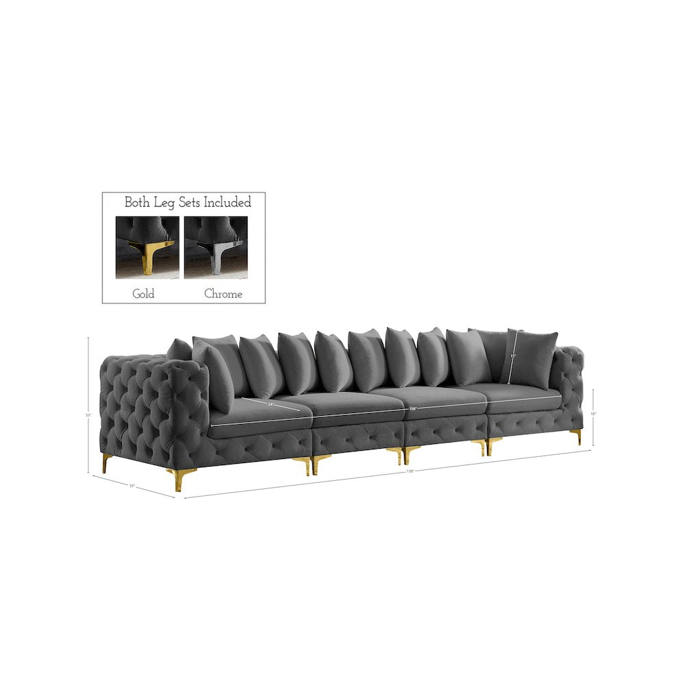 Tremblay Grey Velvet Modular Sofa