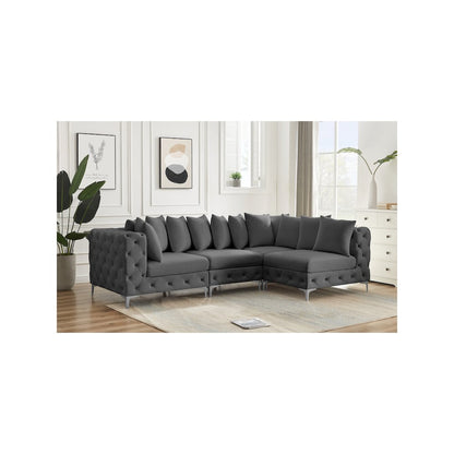 Tremblay Grey Velvet Modular Sectional
