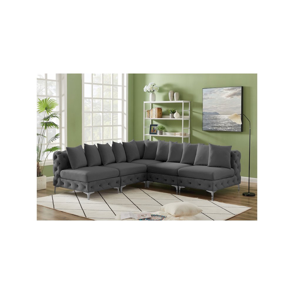Tremblay Grey Velvet Modular Sectional