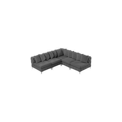 Tremblay Grey Velvet Modular Sectional