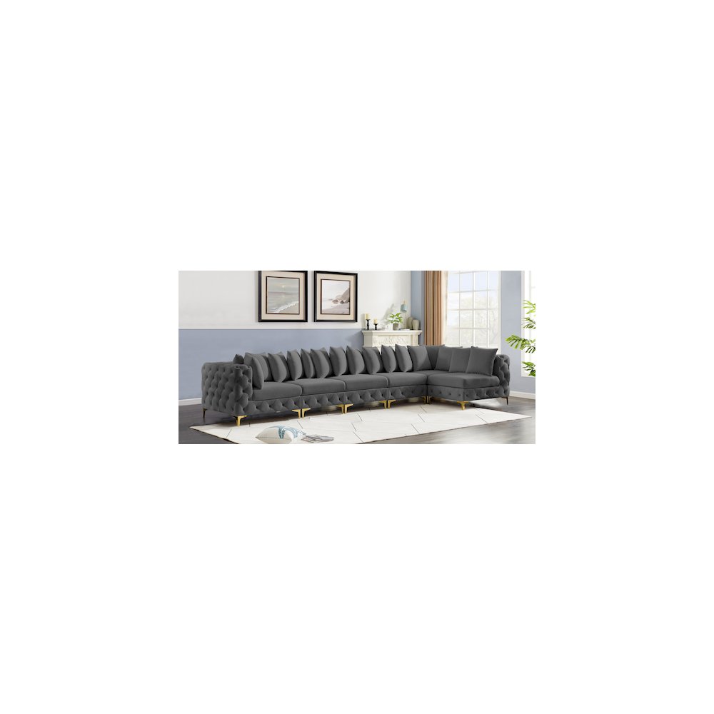 Tremblay Grey Velvet Modular Sectional
