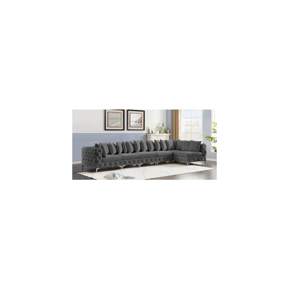 Tremblay Grey Velvet Modular Sectional