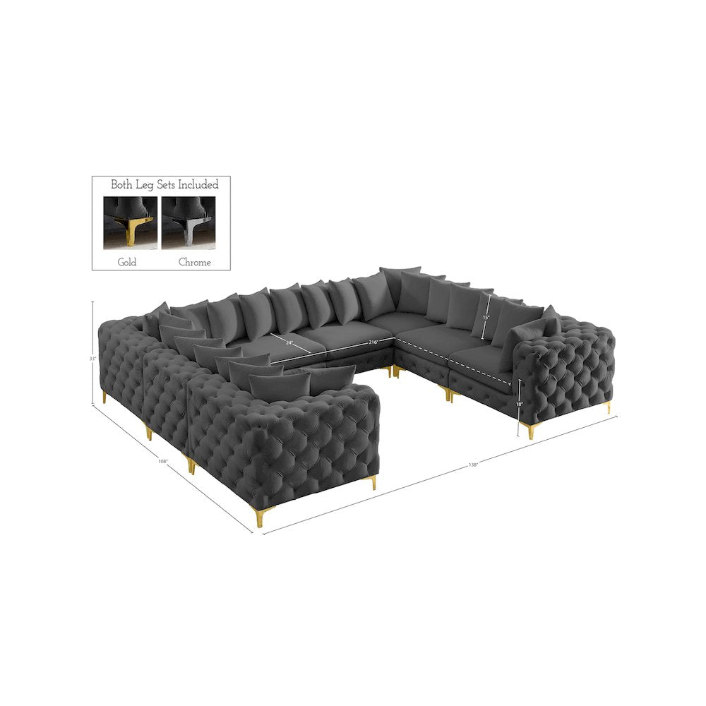 Tremblay Grey Velvet Modular Sectional