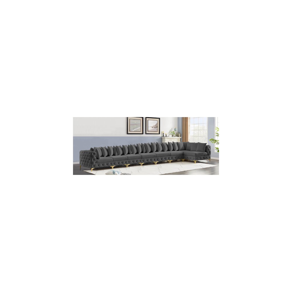 Tremblay Grey Velvet Modular Sectional