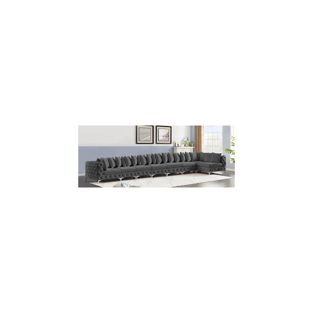 Tremblay Grey Velvet Modular Sectional