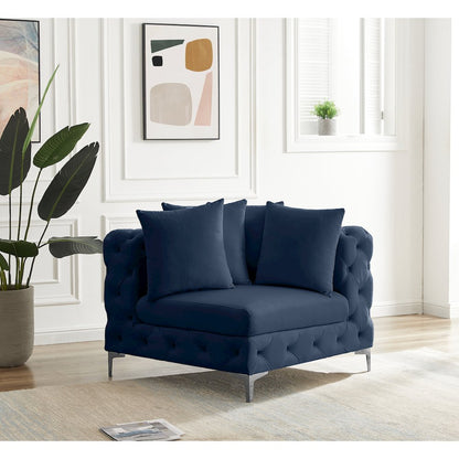 Tremblay Navy Velvet Corner Chair