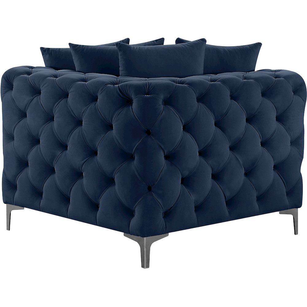 Tremblay Navy Velvet Corner Chair