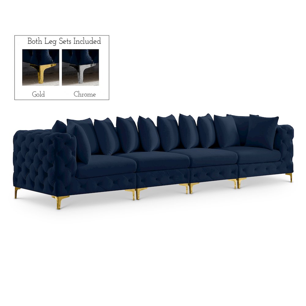 Tremblay Navy Velvet Modular Sofa