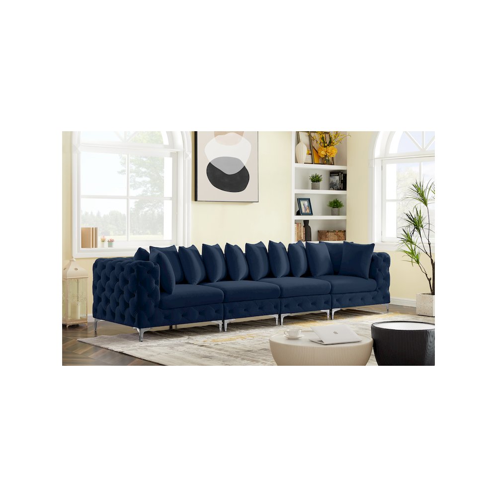 Tremblay Navy Velvet Modular Sofa