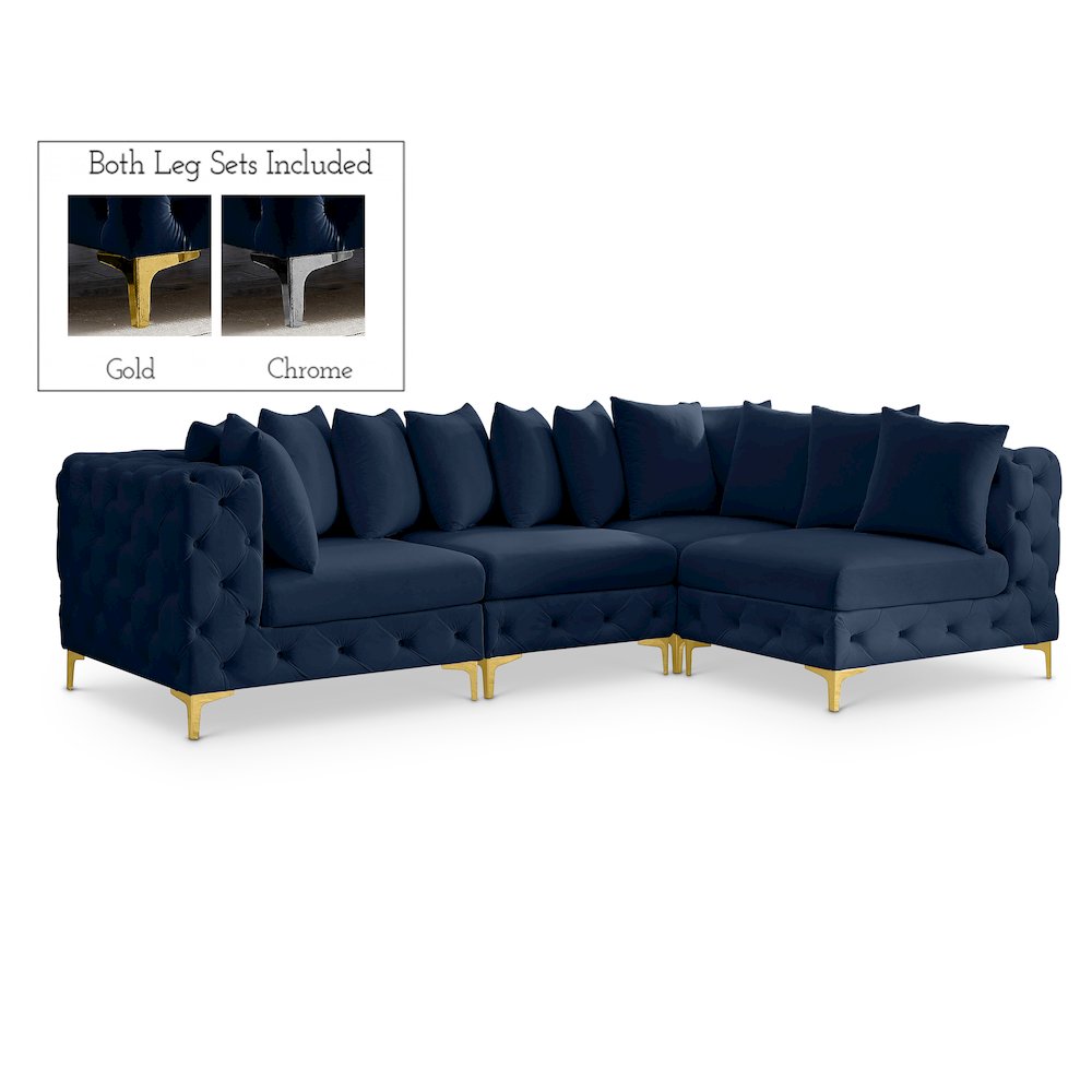 Tremblay Navy Velvet Modular Sectional