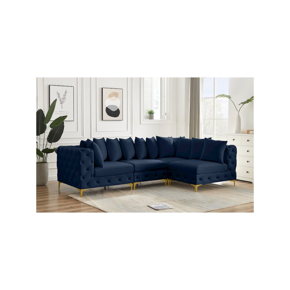 Tremblay Navy Velvet Modular Sectional