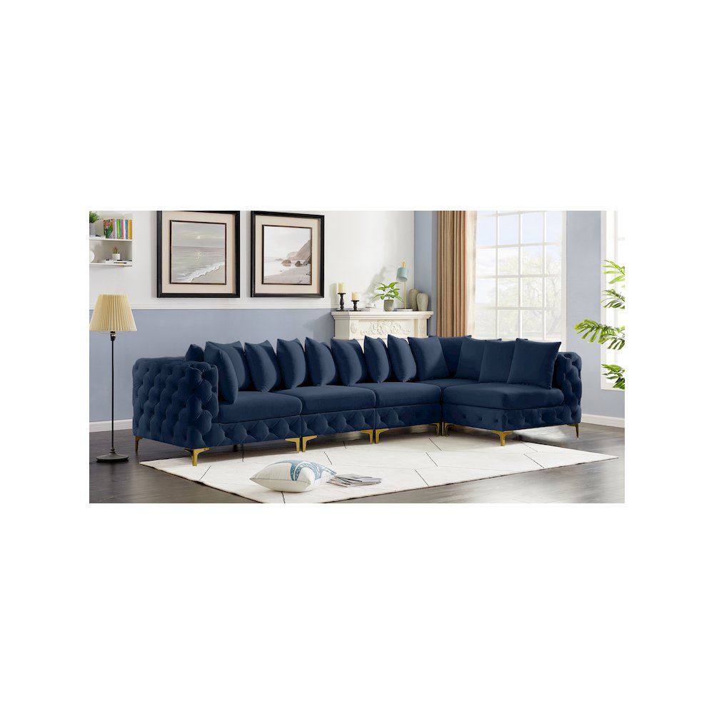 Tremblay Navy Velvet Modular Sectional