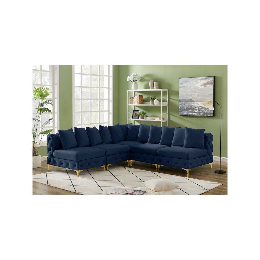 Tremblay Navy Velvet Modular Sectional