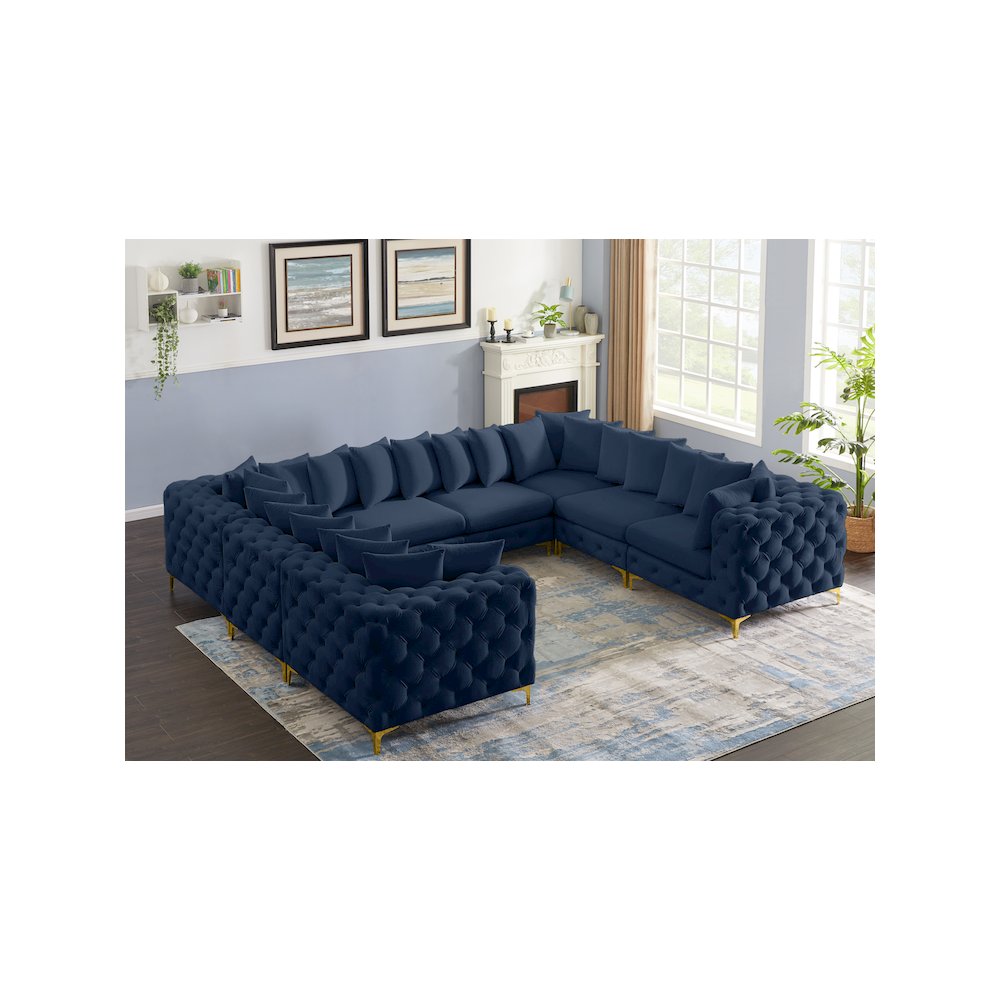 Tremblay Navy Velvet Modular Sectional