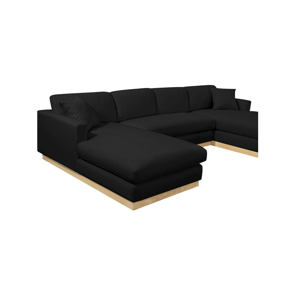 Johanna Black Linen Textured Fabric 3pc. Sectional