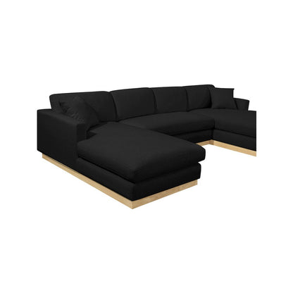 Johanna Black Linen Textured Fabric 3pc. Sectional