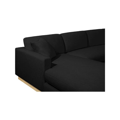 Johanna Black Linen Textured Fabric 3pc. Sectional