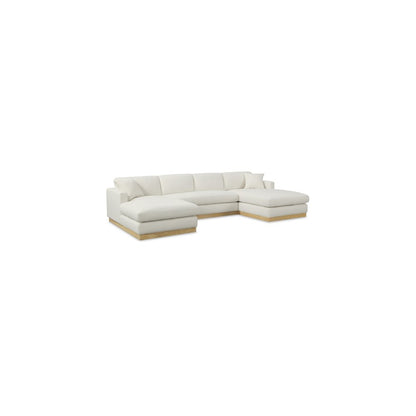 Johanna Cream Linen Textured Fabric 3pc. Sectional