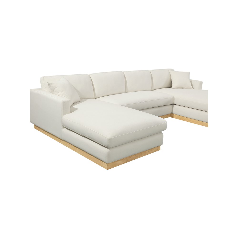 Johanna Cream Linen Textured Fabric 3pc. Sectional