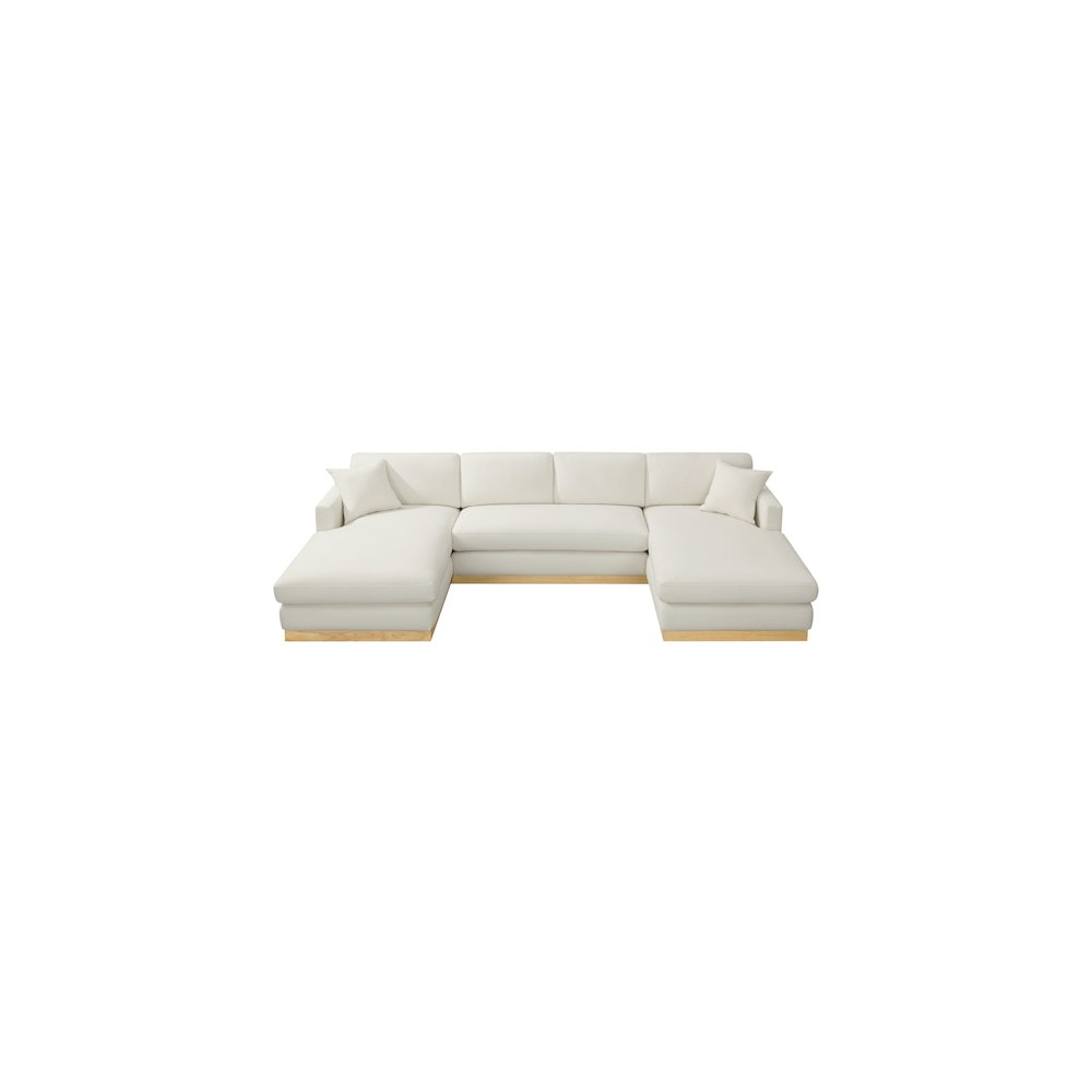 Johanna Cream Linen Textured Fabric 3pc. Sectional