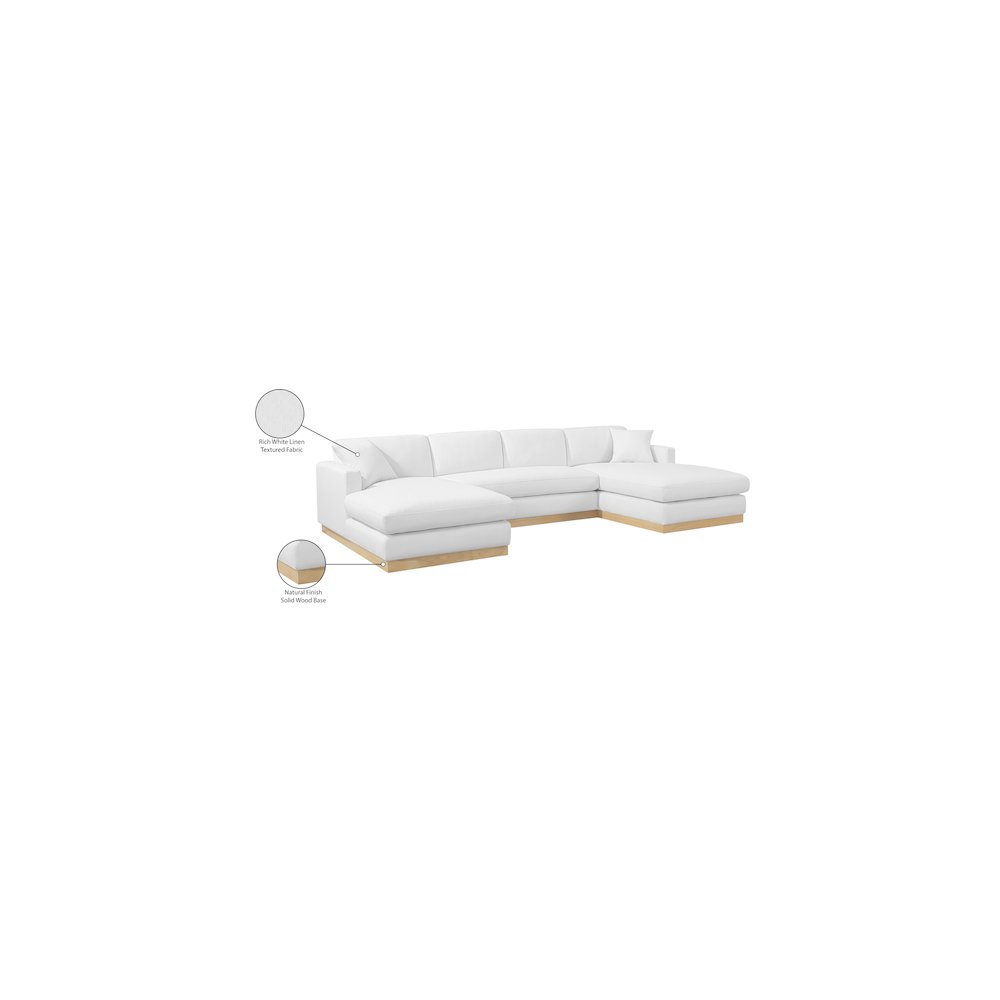 Johanna White Linen Textured Fabric 3pc. Sectional