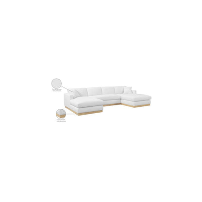 Johanna White Linen Textured Fabric 3pc. Sectional
