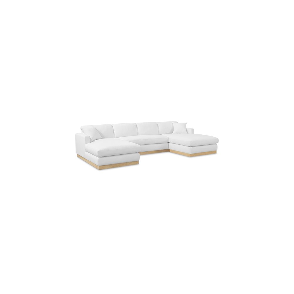 Johanna White Linen Textured Fabric 3pc. Sectional