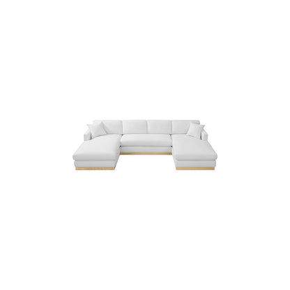 Johanna White Linen Textured Fabric 3pc. Sectional