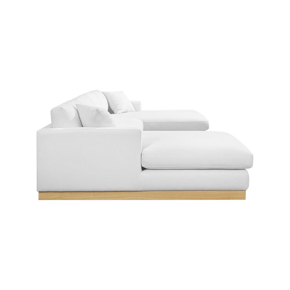 Johanna White Linen Textured Fabric 3pc. Sectional