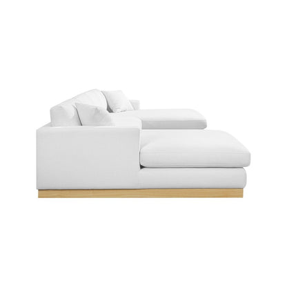 Johanna White Linen Textured Fabric 3pc. Sectional