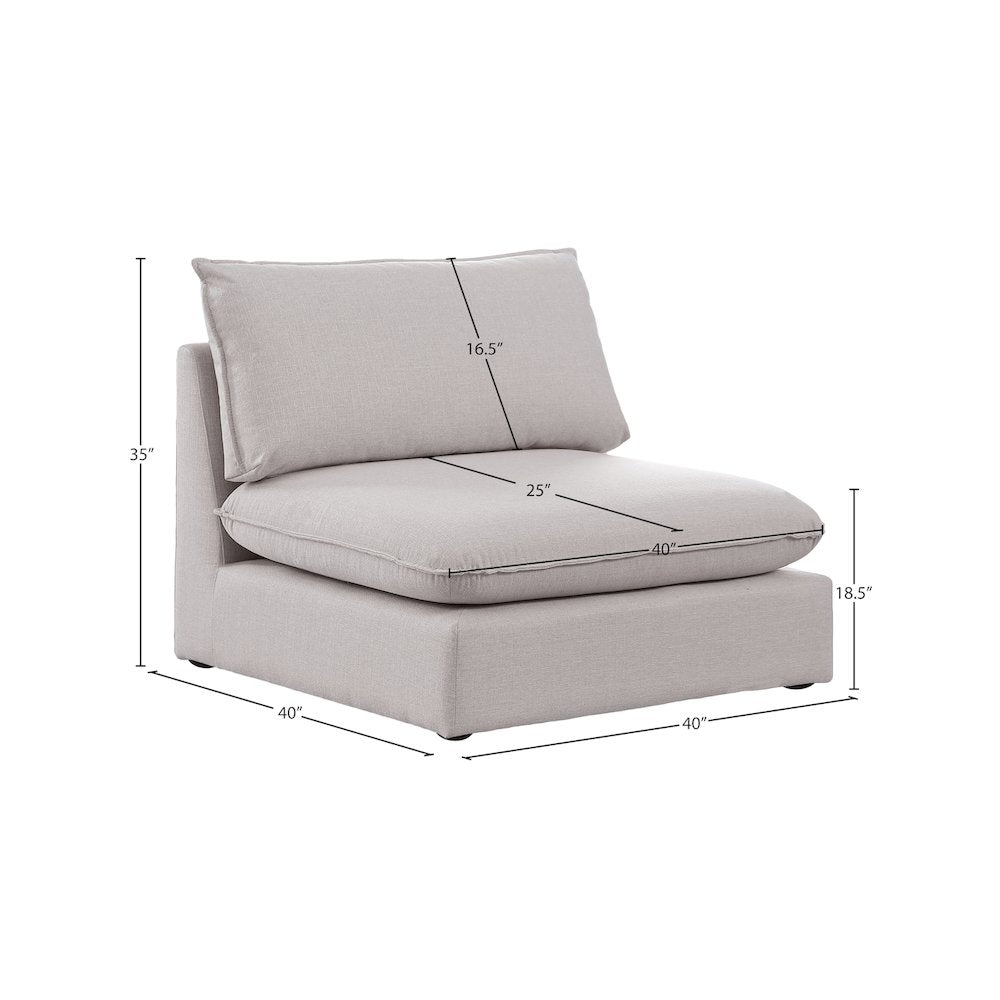 Mackenzie Beige Durable Linen Textured Armless Chair