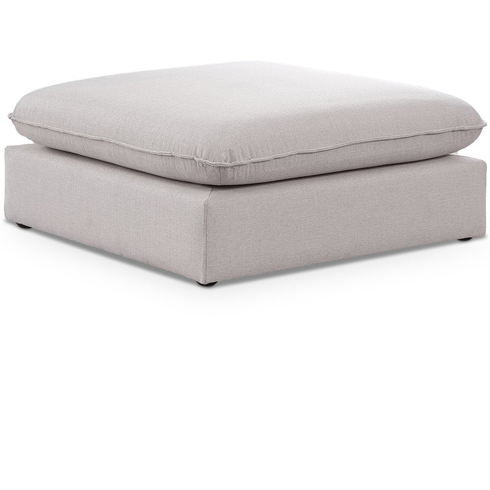 Mackenzie Beige Durable Linen Textured Ottoman