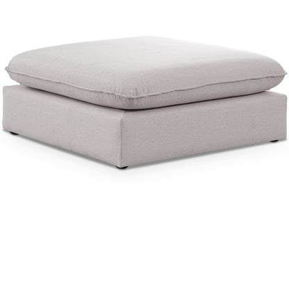 Mackenzie Beige Durable Linen Textured Ottoman