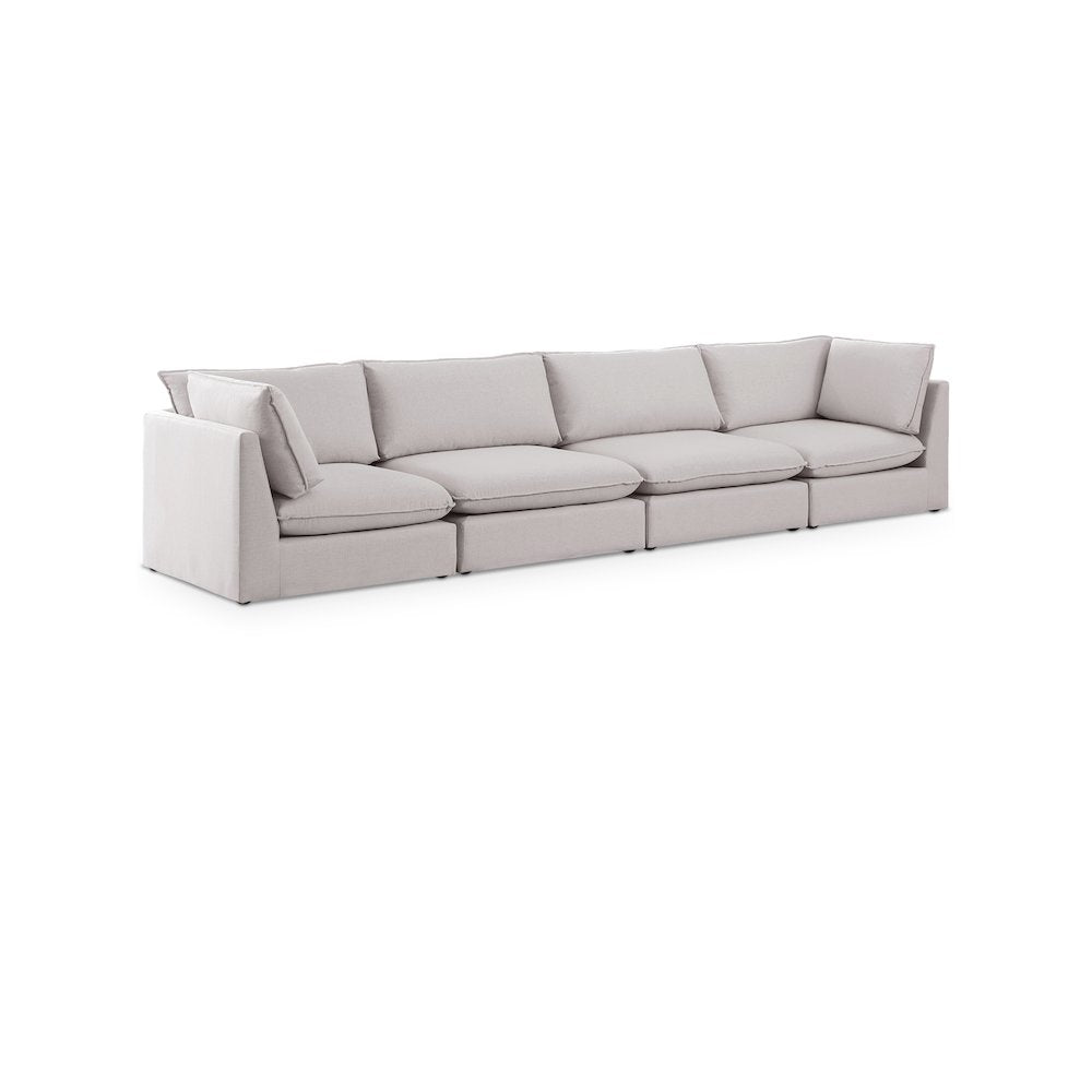 Mackenzie Beige Durable Linen Textured Modular Sofa