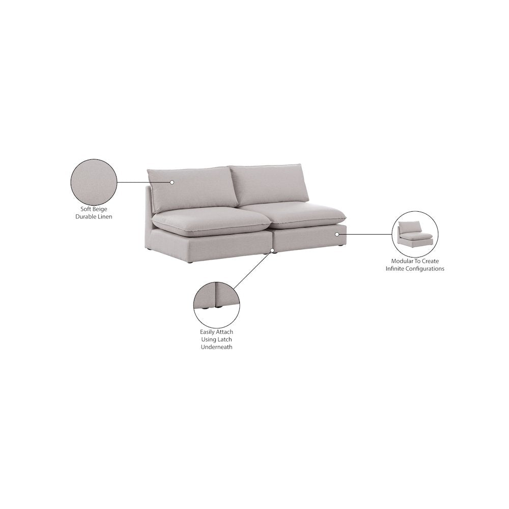 Mackenzie Beige Durable Linen Textured Modular Sofa