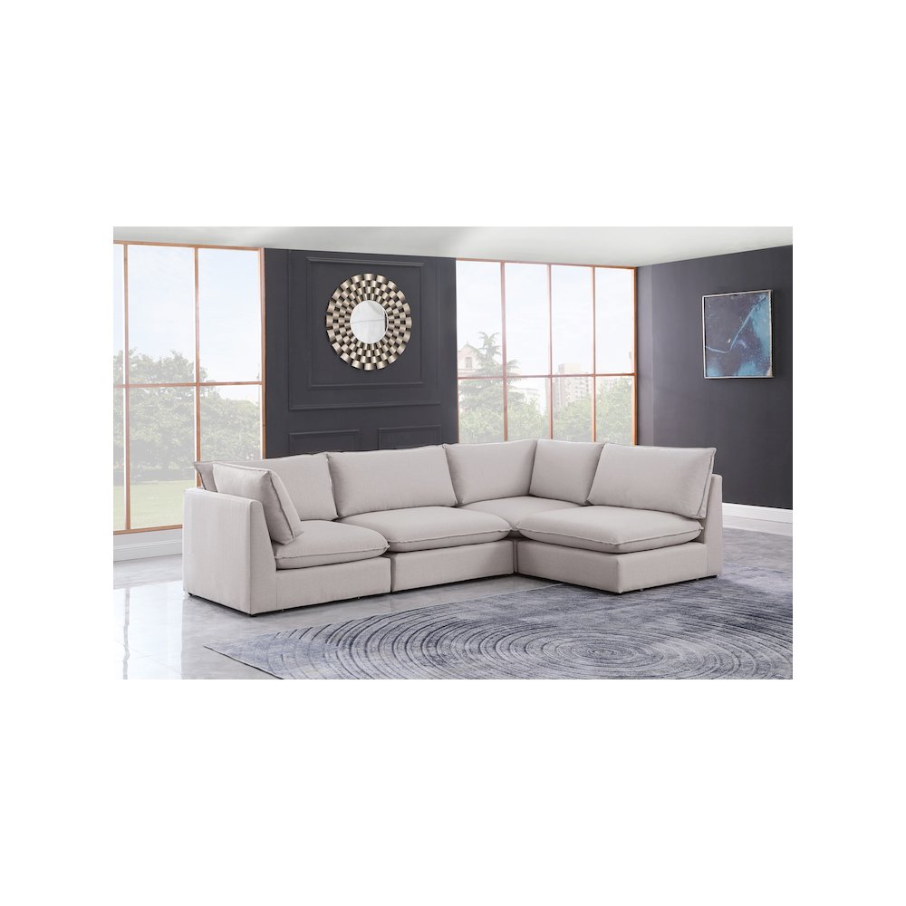 Mackenzie Beige Durable Linen Textured Modular Sectional