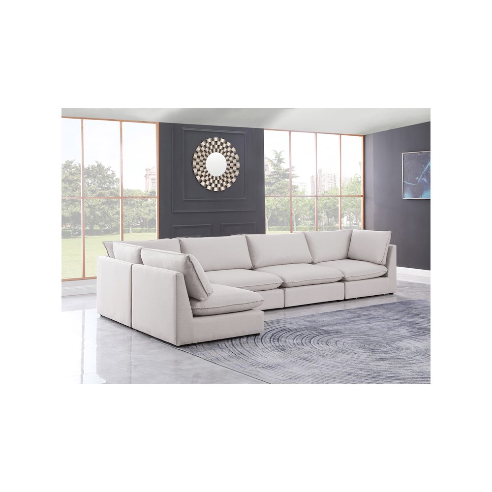 Mackenzie Beige Durable Linen Textured Modular Sectional