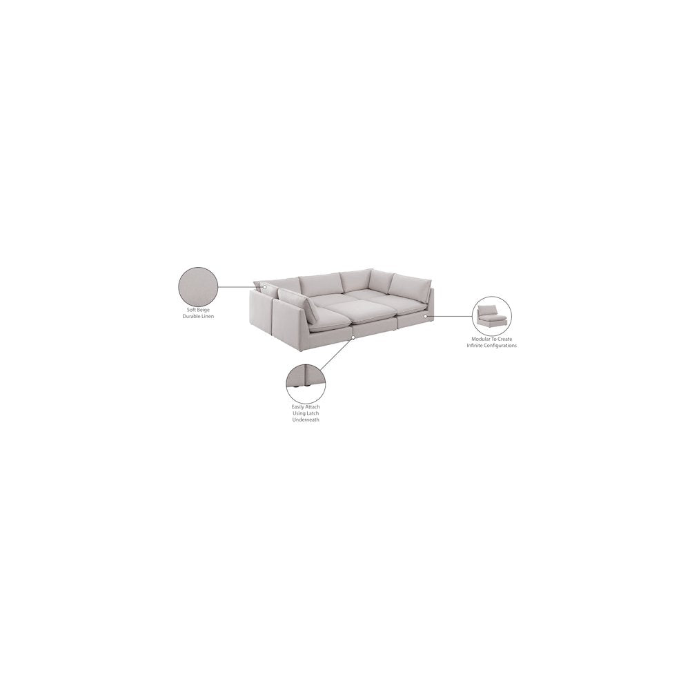 Mackenzie Beige Durable Linen Textured Modular Sectional