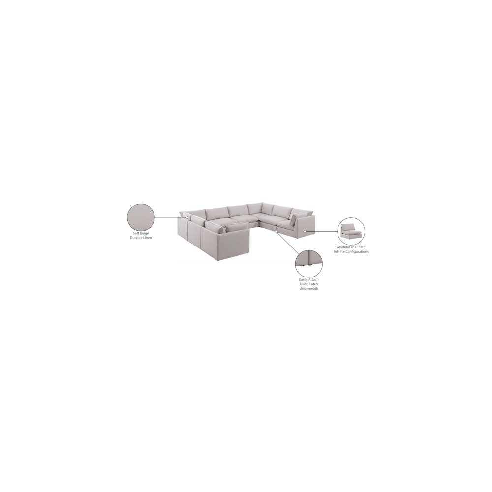 Mackenzie Beige Durable Linen Textured Modular Sectional