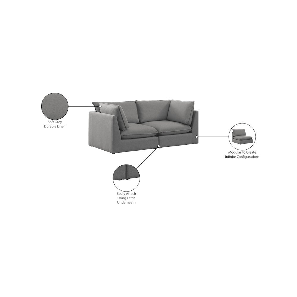 Mackenzie Grey Durable Linen Textured Modular Sofa