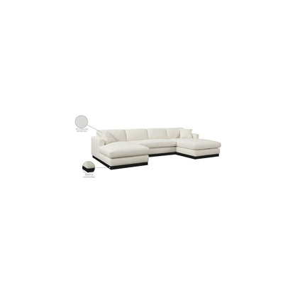 Johanna Cream Linen Textured Fabric 3pc. Sectional